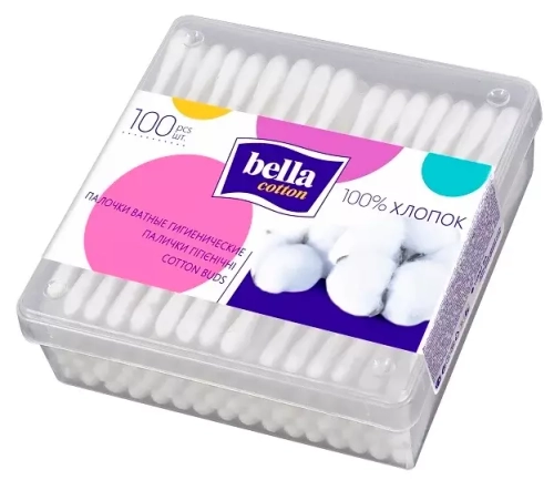 Ватные палочки Bella Cotton гигиенические, 100 шт., контейнер