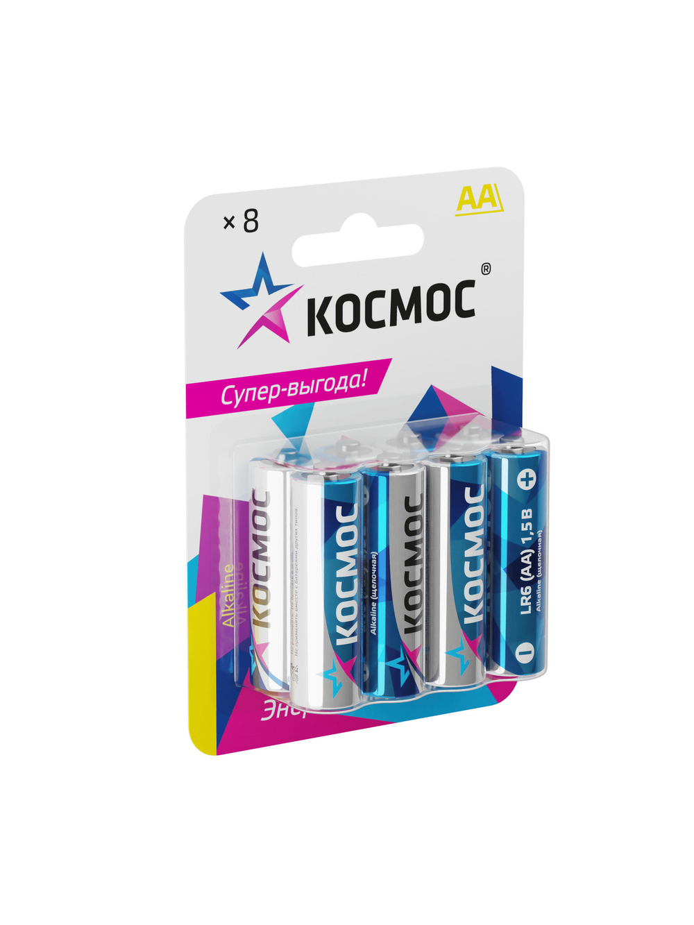 Батарейка пальчиковая, алкалиновая, блистер, LR6, АА, KOCLR6BL8, 8шт.