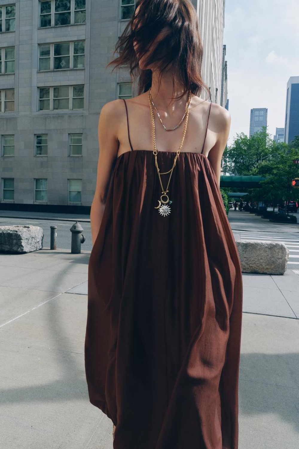 ZARA ПЛАТЬЕ-ТРАНСФОРМЕР С ЮБКОЙ-БАЛЛОНОМ — ZW COLLECTION, ТЕРРАКОТОВЫЙ