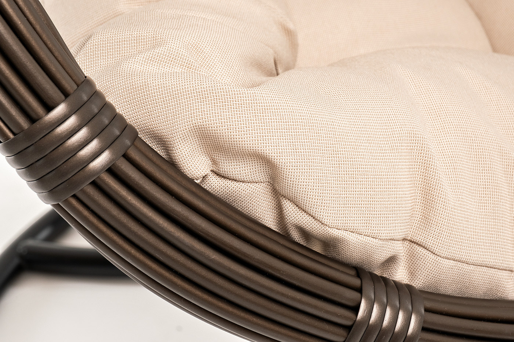 "Венеция" подвесное кресло-кокон из искусственного ротанга, цвет соломенный с бежевой подушкой