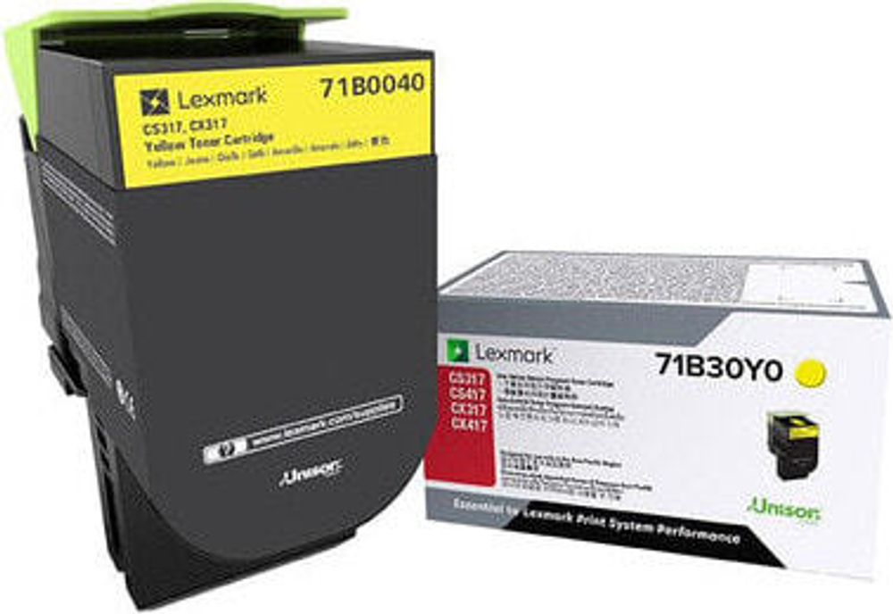 Lexmark 71B0040 тонерный картридж Подлинный Желтый 1 шт