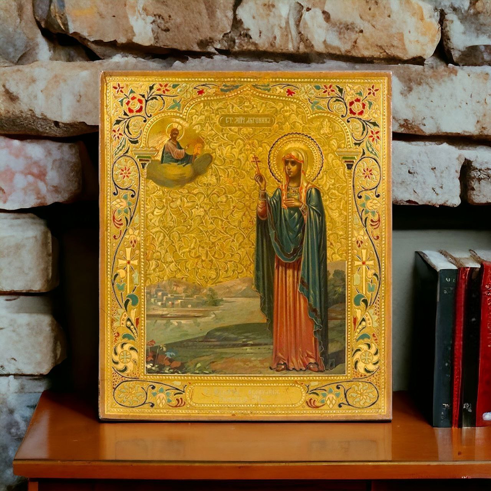 Святая Антонина деревянная икона на левкасе