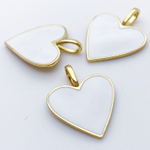 Подвеска Сердце, цвет золото+белый, размер 24*19 мм, цена за 1 шт