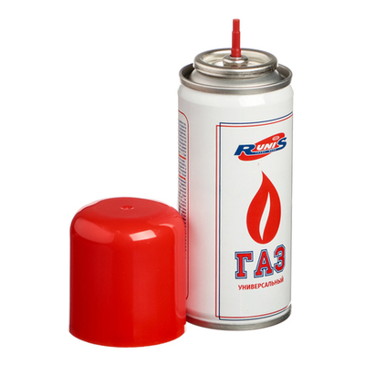 Газ для зажигалок Runis, метал. баллон, 270 мл, белый (с насадками)