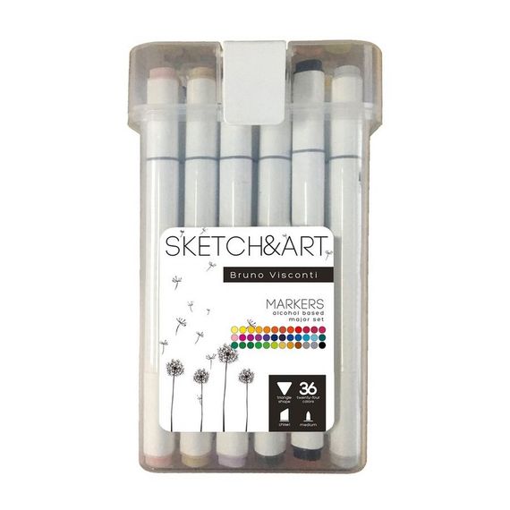 Flomaster \ фломастер Набор двусторонних скетч-маркеров "Sketch&amp;Art" большой, 36 цв. в пластиковом пенале