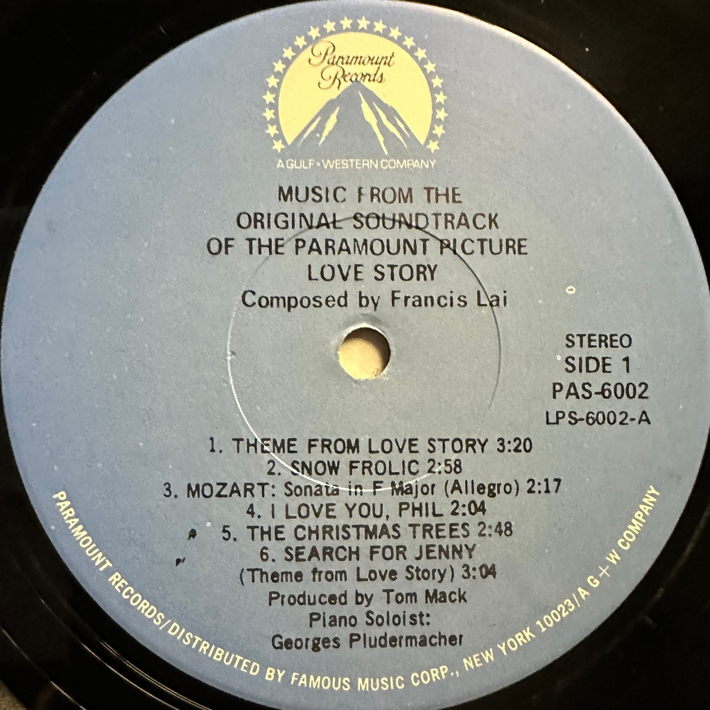 Francis Lai ‎– Love Story - Music From The Original Soundtrack (США 1973г.)