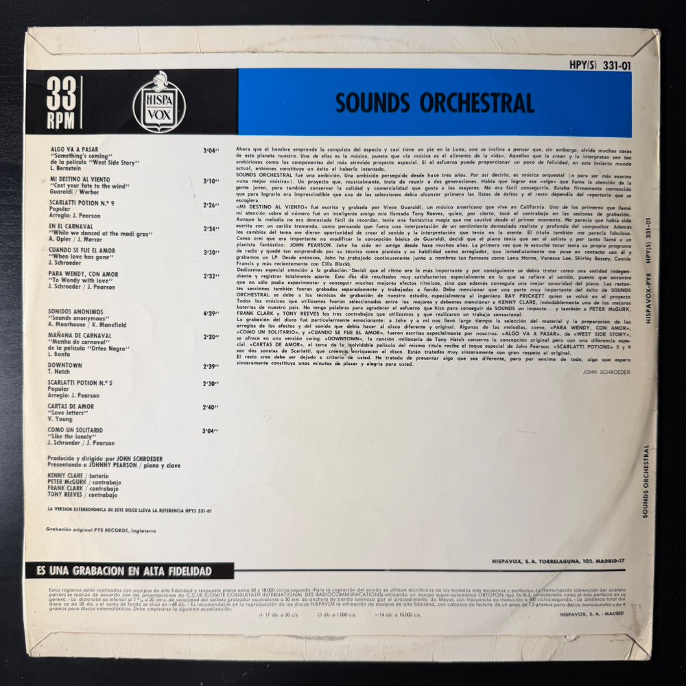 Sounds Orchestral ‎– Cast Your Fate To The Wind (Испания 1965г.)