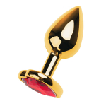 Золотистая анальная пробка 7,5см с кристаллом-сердцем ToyFa Metal 717016-139