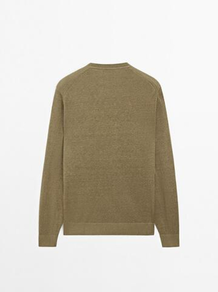 Massimo Dutti Свитер из 100% льна, хаки