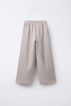 ZARA БРЮКИ WIDE LEG GYM С КОНТРАСТНЫМИ ВСТАВКАМИ, ПЕСОЧНЫЙ МЕЛАНЖ