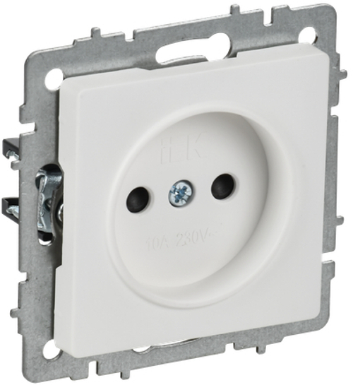 BRITE Розетка 1-местная без заземления с защитными шторками 10А РСш10-2-БрАБ арктический белый IEK