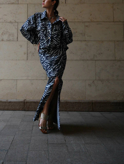 Джинсовая юбка зебра