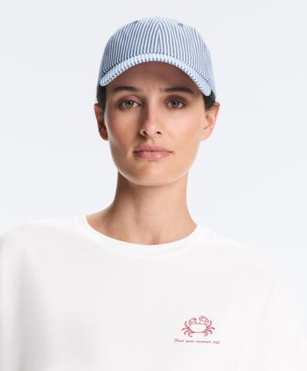 OYSHO Кепка из 100%-го хлопка в полоску, голубой