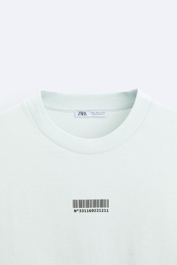 ZARA ФУТБОЛКА С ПРИНТОМ, ГОЛУБОЙ