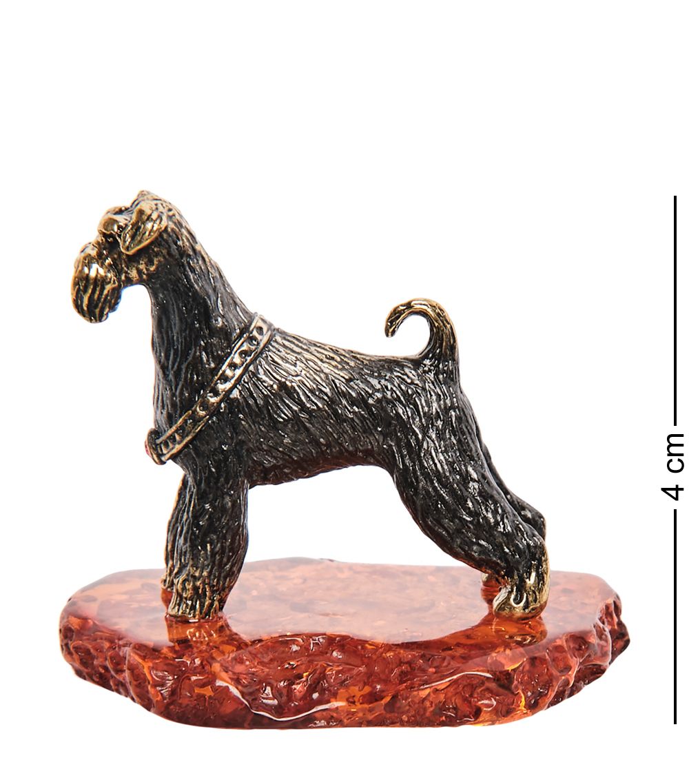 Народные промыслы AM-1324 Фигурка «Шнауцер» (латунь, янтарь)