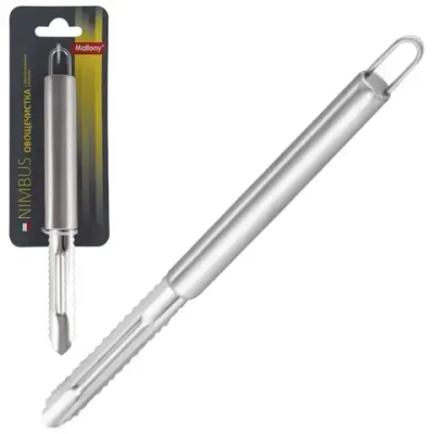 Овощечистка из нержавеющей стали с вертикальным лезвием, NIMBUS, 19,5*1,8 см, овал ручка с