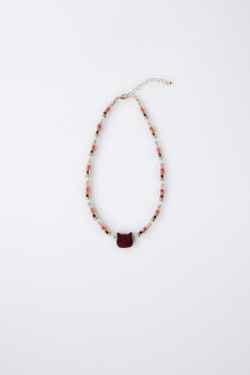 ZARA ОЖЕРЕЛЬЕ С БУСИНАМИ, КОРИЧНЕВЫЙ