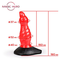 Красно-черный фантазийный фаллоимитатор 19см Bior Toys Magic Hero MH-13009