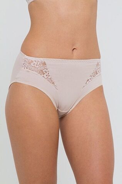 Трусы-слипы с элементами из кружевного полотна (Размер: 44) (Цвет: пудровый)