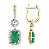 Серьги из золота с агатами и фианитами