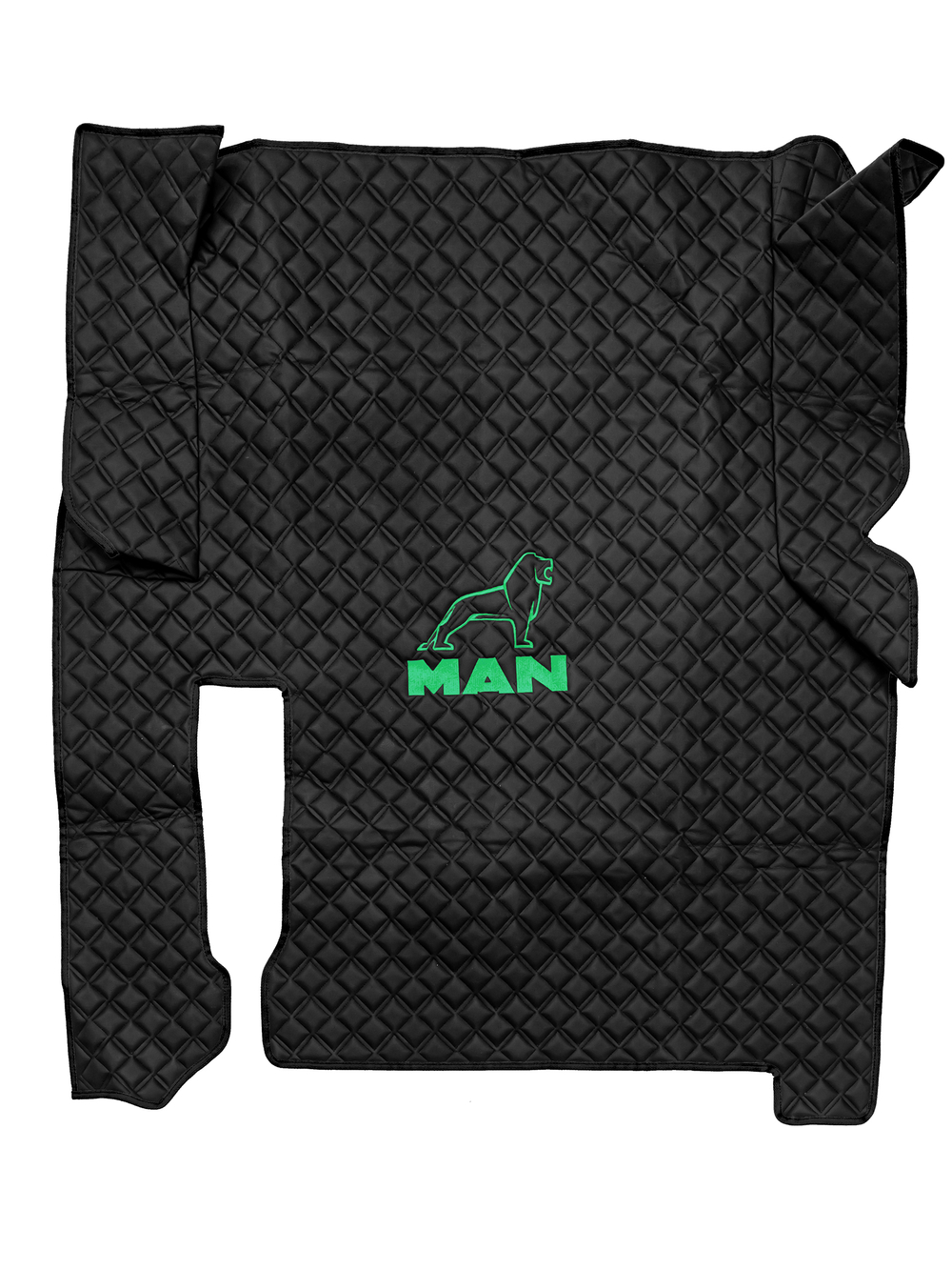 Ковры MAN TGX (автомат, механика) (экокожа, черный, черный кант, зеленая вышивка)