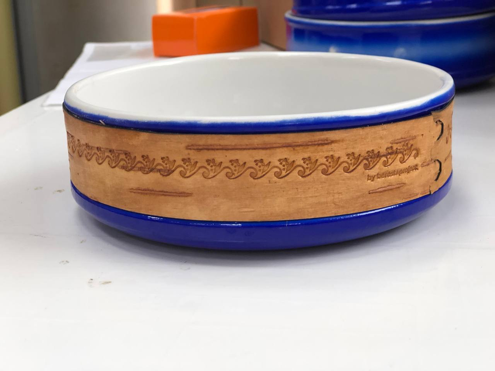 Малая фарфоровая пиала или миска для завтрака с берестой. Коллекция Достоевская или Старорусская