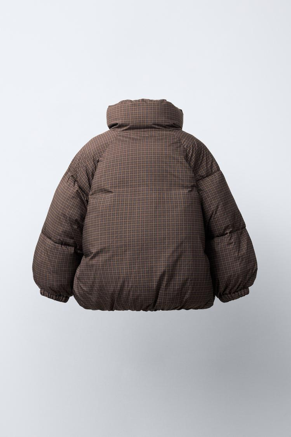 ZARA СТЕГАНАЯ КУРТКА В КЛЕТКУ, КОРИЧНЕВЫЙ