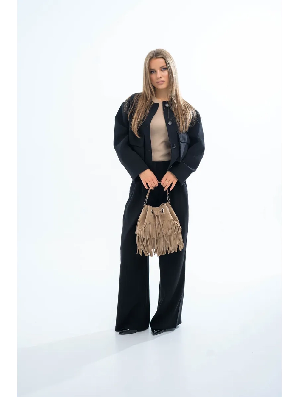 сумка через плечо тоут средняя натуральная замша