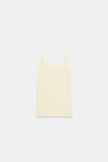 ZARA ХЛОПКОВАЯ МАЙКА НА БРЕТЕЛЯХ, ПАСТЕЛЬНО-ЖЕЛТЫЙ