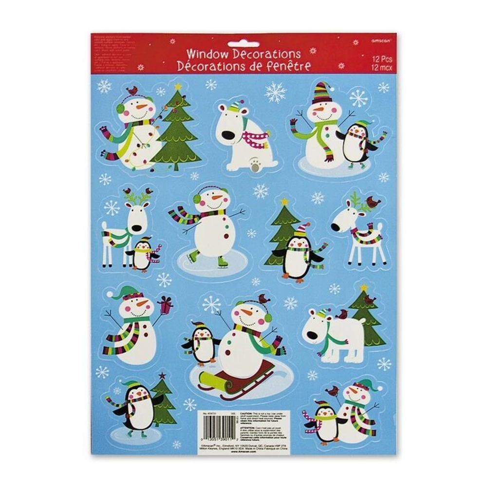 Наклейка на окно Снеговик Веселый 12шт/A