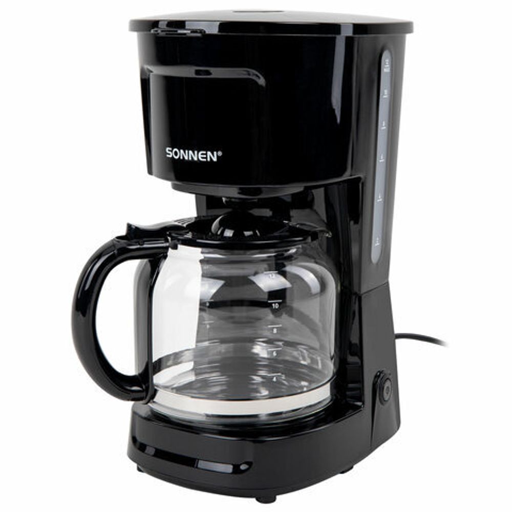 Кофеварка капельная SONNEN CM1095, 900 Вт, объем 1,8 л, подогрев кофе, противокапельная система, черная, 456334