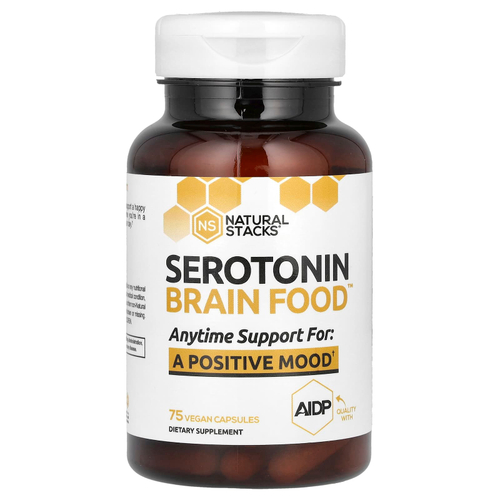 Natural Stacks, Serotonin Brain Food, 75 веганских капсул