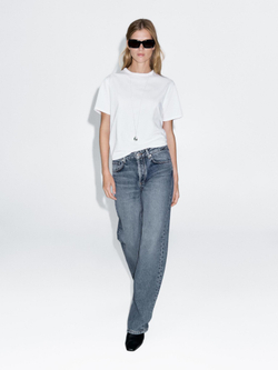 Massimo Dutti Джинсы со средней посадкой и широкими штанинами, голубой