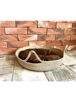 Лежанка плетёная для кошек и мелких пород собак из джута