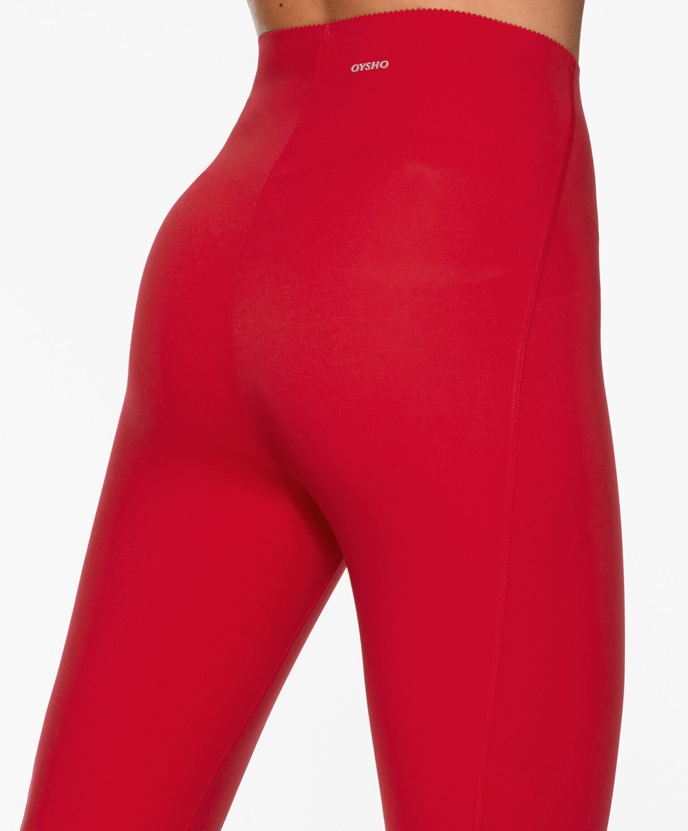 OYSHO Легинсы Compressive Core Control до щиколотки с высокой посадкой, красный