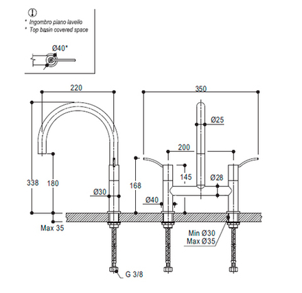Смеситель для кухни Ritmonio Altrimenti на 2 отверстия, хром E0CU50CRL
