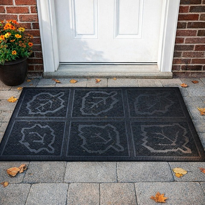 Коврик 45*75см придверный резиновый PIN MAT "Листья"