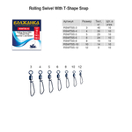 Вертлюг с застежкой "Волжанка" Rolling Swivel With T-Shape Snap (10шт/уп) по 5 упаковок