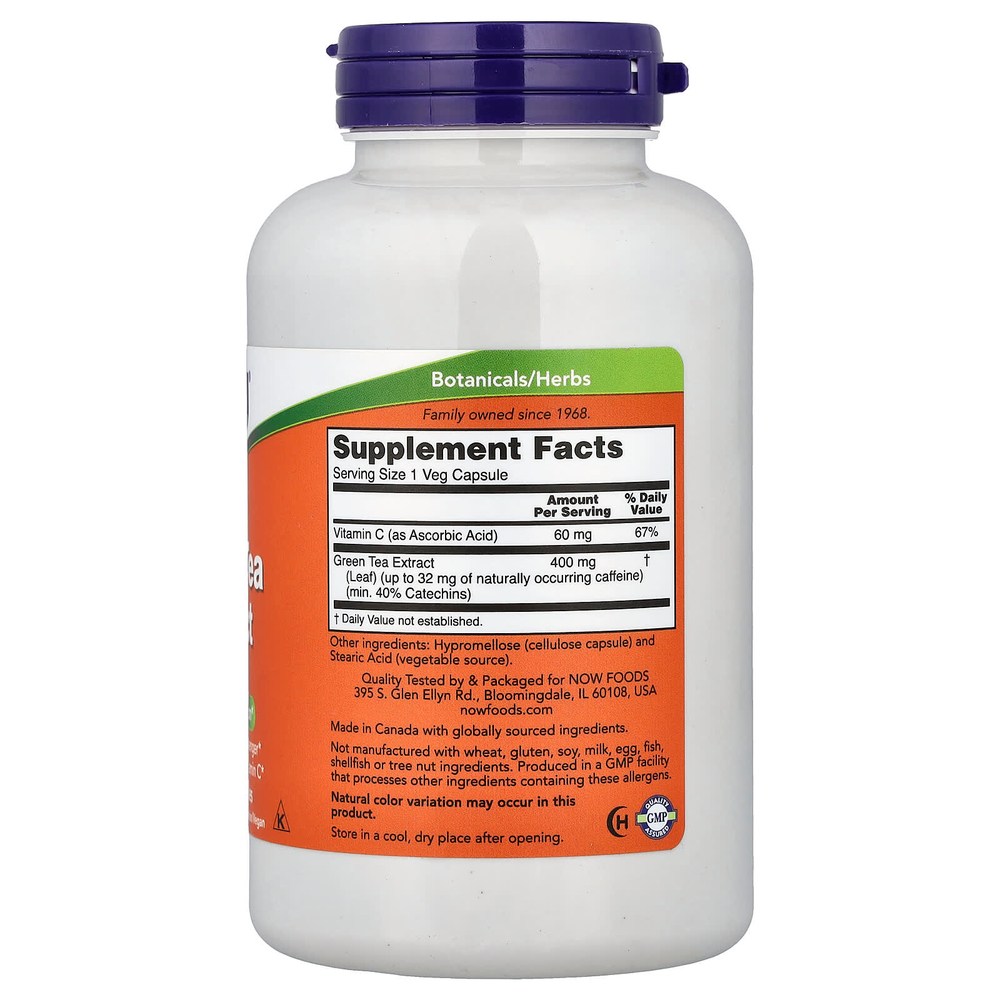 NOW Foods, Экстракт зеленого чая, 400 мг, 250 растительных капсул