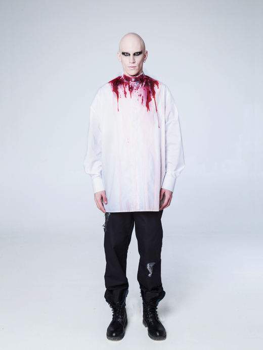 Рубашка "Калина" с окрашиванием. Бело-красная