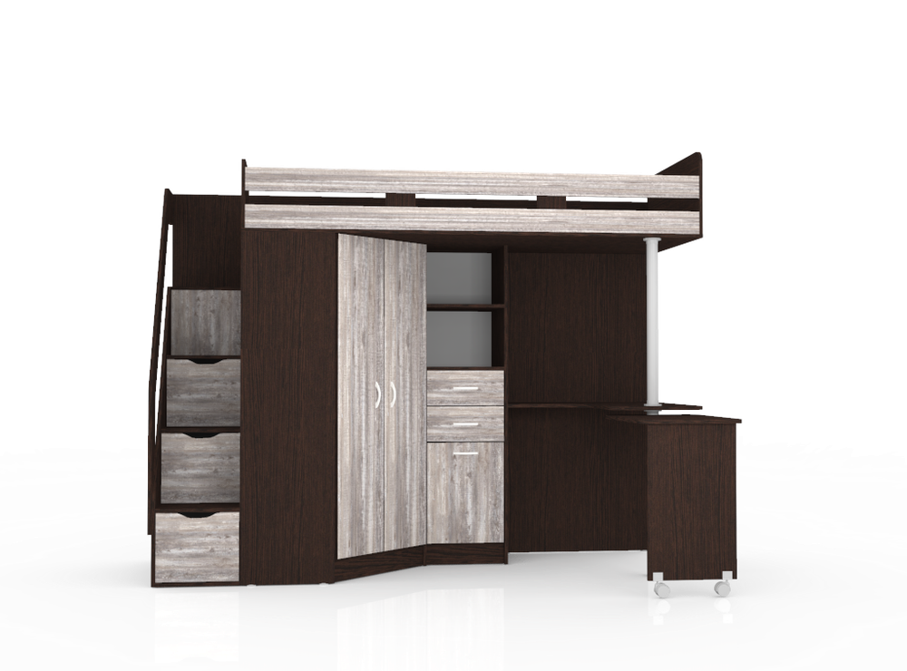 Кровать-чердак КарИВи Мийа Венге Бетон