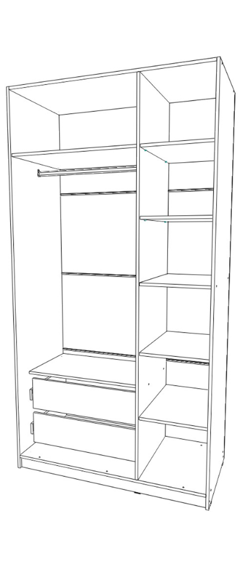 шкаф трёх створчатый 600×1200×2300 левый Вектор