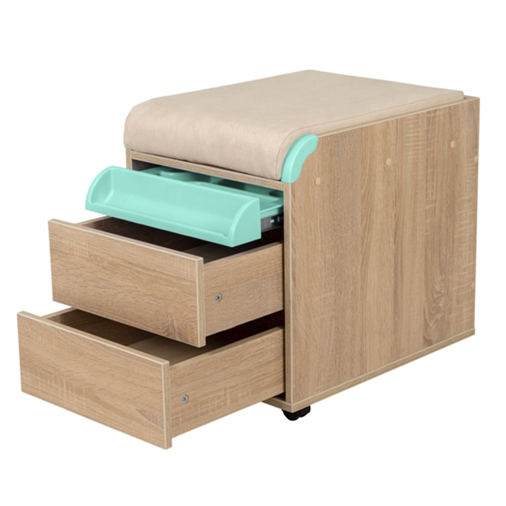 Тумба Дэми на колёсиках с 2 ящиками, органайзером для канцелярии и пуфом (ТУВ.10)