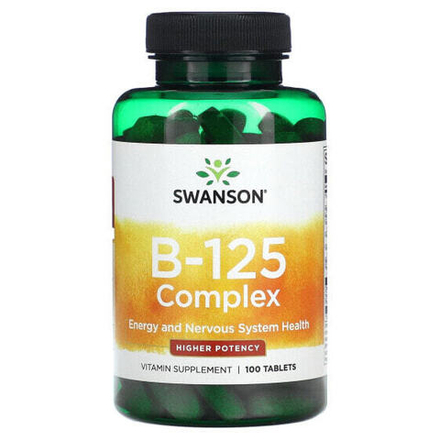 Витамины группы B Swanson, Комплекс B-125, с более высокой эффективностью, 100 таблеток