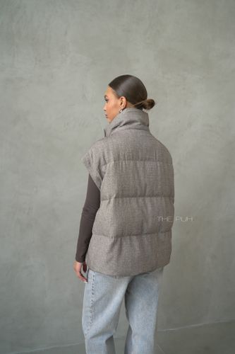 Шоколадный пуховик-трансформер на молнии