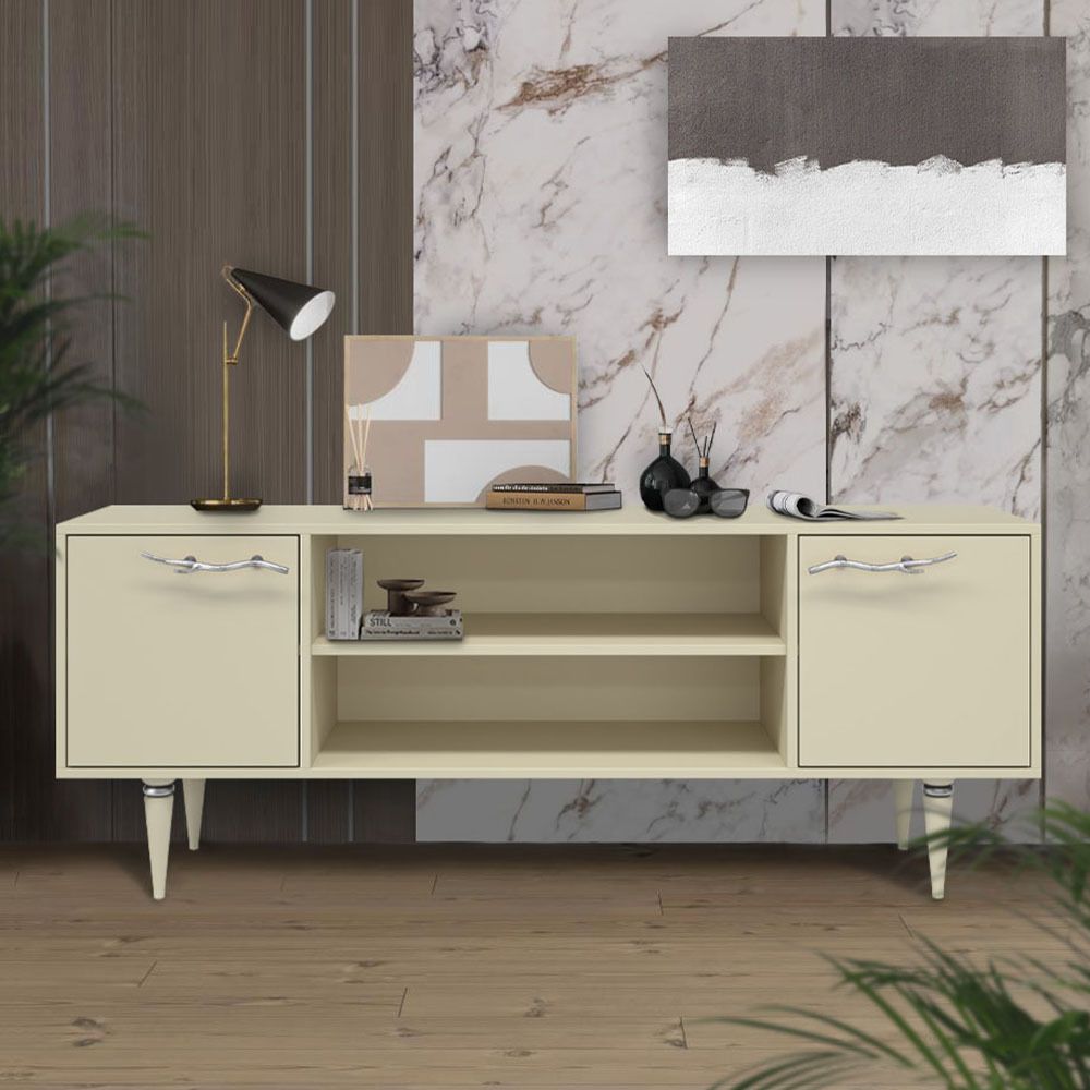 Тумба под ТВ Арт Колор matte 155см Классик Сильвер Серый шелк матовый