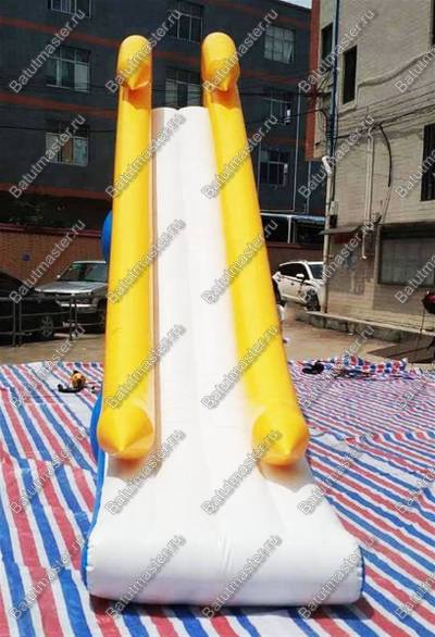 Надувная прямая водная горка для вышки (опоры) «Солнечный залив», 12*2*8 м