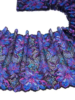 03-242 ОПТ Кружево эластичное 23 см, Pandora, т.синий/ультрамарин/лиловый