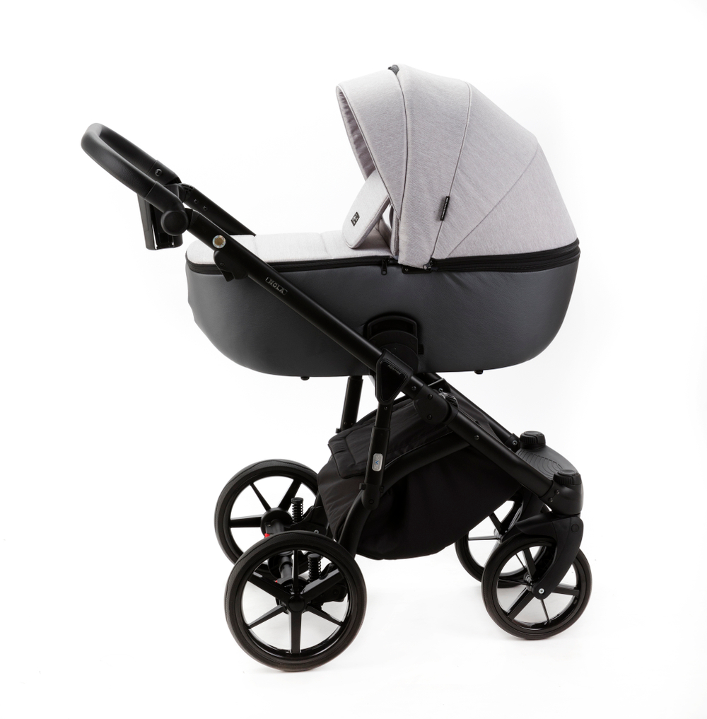 Детская универсальная коляска Adamex NOLA TIP 2 в 1 N-PS146 (Светло-серый, Серая перламутровая экокожа)