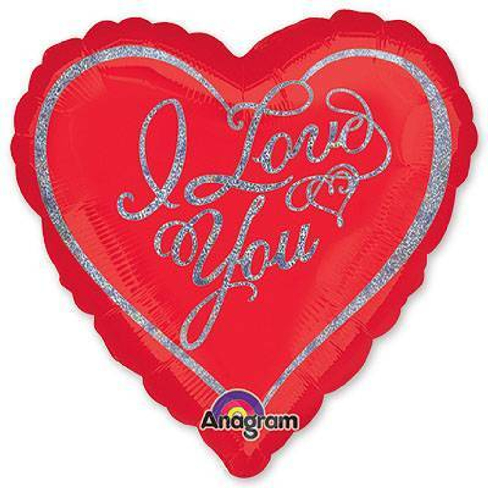 А Сердце С РИС 18" ILY Вензеля искрящиеся